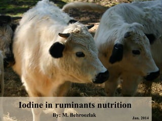 Iodine in ruminants nutrition
By: M. Behroozlak Jan. 2014
 