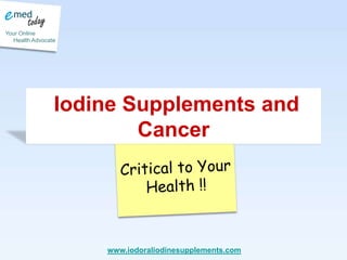  Iodine Supplements and Cancer,[object Object],Critical to Your Health !!,[object Object]