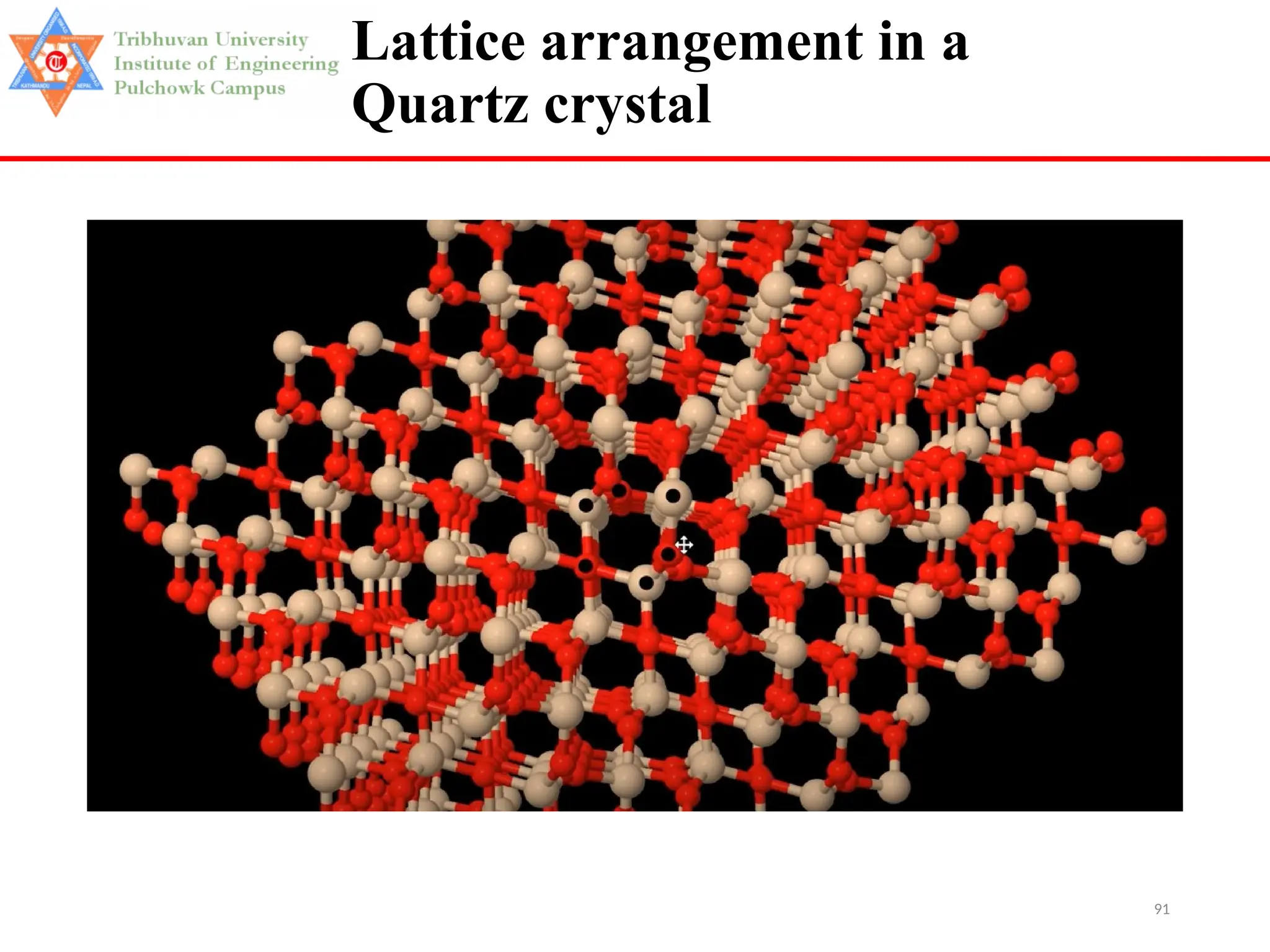 91
Lattice arrangement in a
Quartz crystal
 