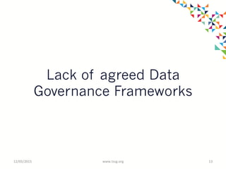 Lack of agreed Data
Governance Frameworks
12/05/2015	
   www.tssg.org	
   13	
  
 