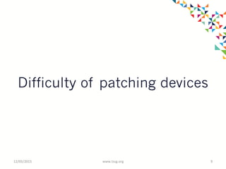 Difficulty of patching devices
12/05/2015	
   www.tssg.org	
   9	
  
 