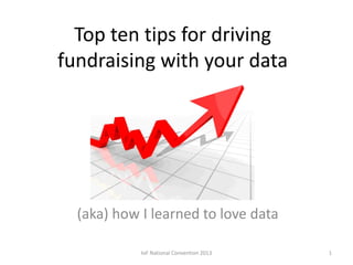 Top ten tips for driving
fundraising with your data

(aka) how I learned to love data
1

 