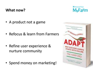 TakeawaysInvolve people, don’t just broadcast – it’s about engagement and long term relationships.Do, Review, Plan – be brave but learn from your mistakes!Crowdsourcing goes beyond Crowdfunding – money is just the start…