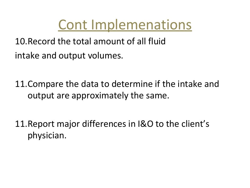 Intake Output Chart Guidelines