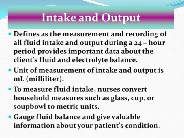 Importance Of Intake And Output Chart