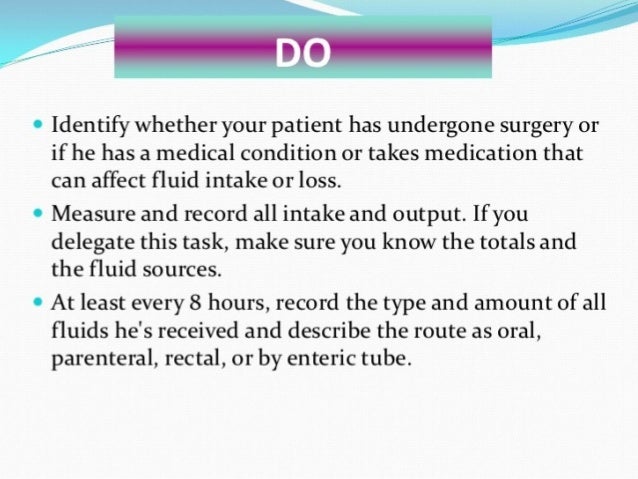 Fluid Balance Chart Calculation