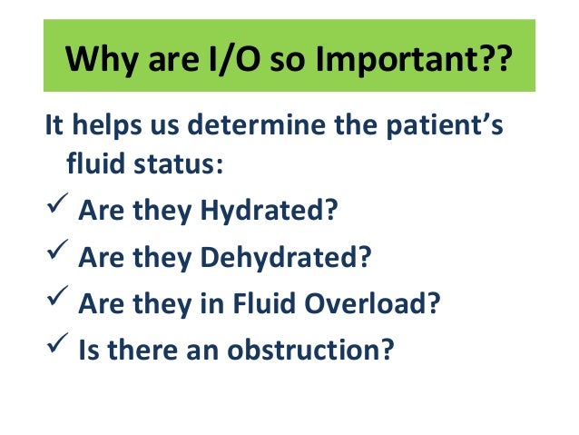 Importance Of Intake And Output Chart