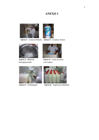 7
ANEXO 1
Anexo 1 – Leite na Panela. Anexo 2 - in natura Anexo
Anexo 3 - Material Anexo 4 – Leite na caixa
homogeneizado. com isopor.
Anexo 5 – Embalagem Anexo 6 – Iogurte já embalado.
 