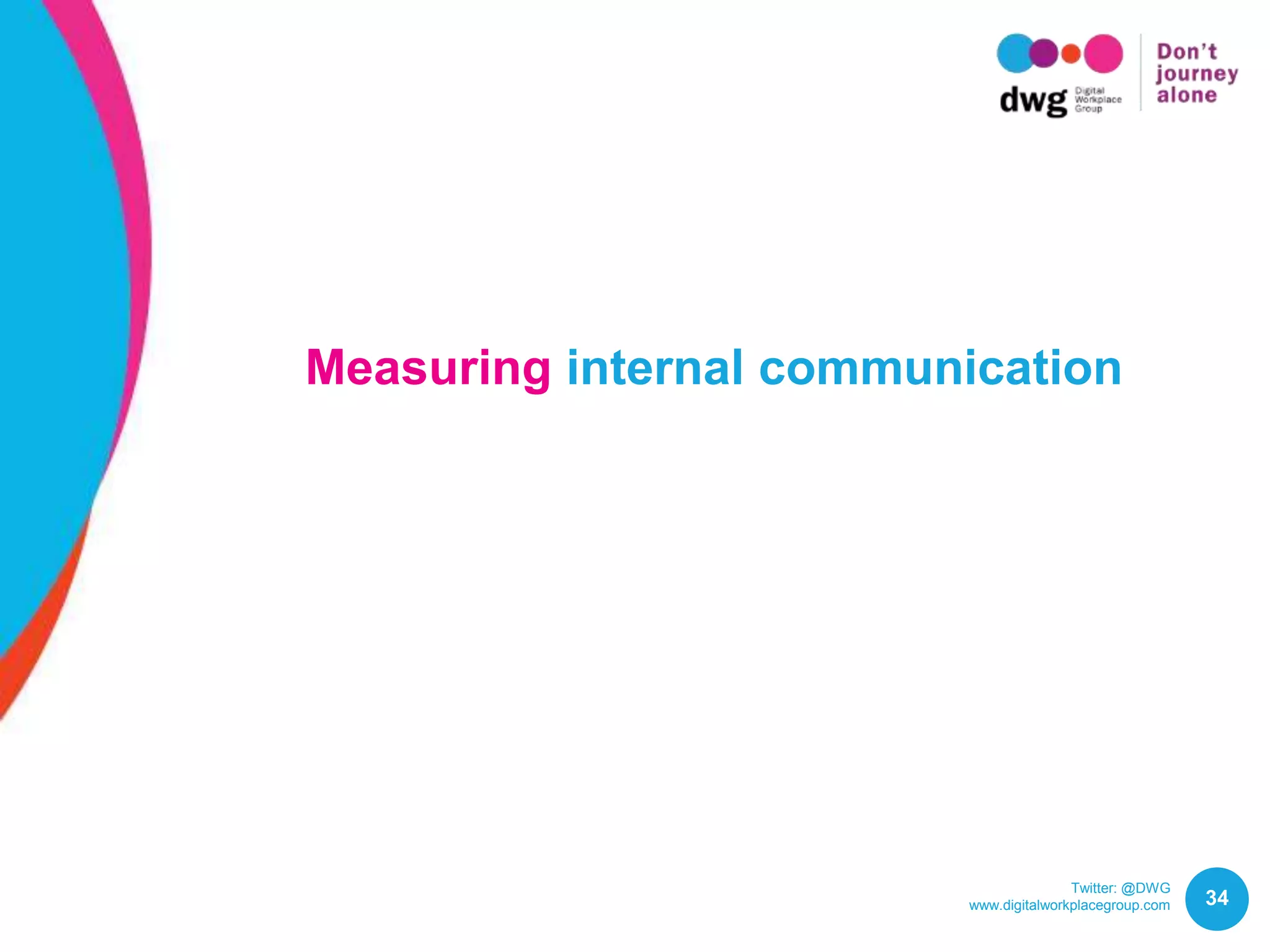 Twitter: @DWG
www.digitalworkplacegroup.com 34
Measuring internal communication
 