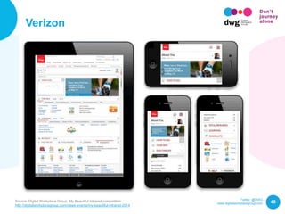 Twitter: @DWG
www.digitalworkplacegroup.com
Verizon
48Source: Digital Workplace Group, My Beautiful Intranet competition
http://digitalworkplacegroup.com/news-events/my-beautiful-intranet-2014
 