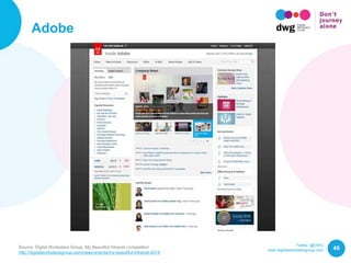 Twitter: @DWG
www.digitalworkplacegroup.com
Adobe
49Source: Digital Workplace Group, My Beautiful Intranet competition
http://digitalworkplacegroup.com/news-events/my-beautiful-intranet-2014
 