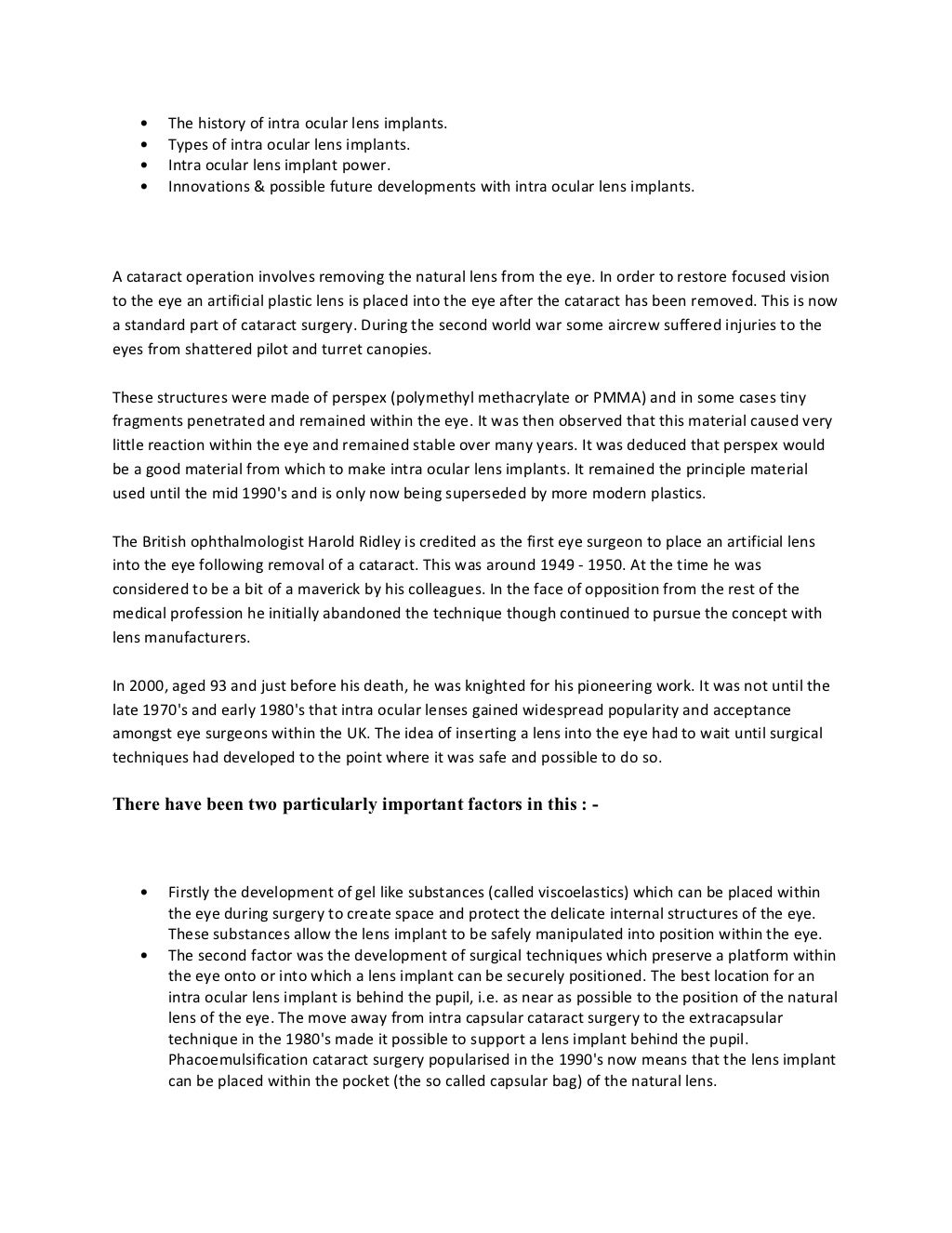 Iol intraocular lens implant in india at mumbai and delhi