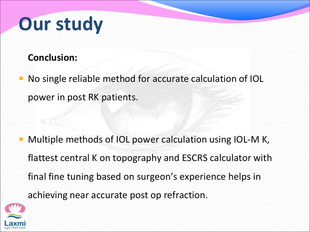 Iol Power Iol Power Calculation Ppt , IOL Power Calculation – SSMSR