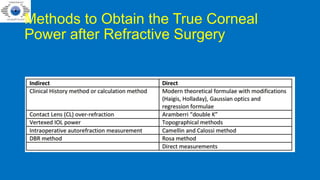 Methods to Obtain the True Corneal
Power after Refractive Surgery
 