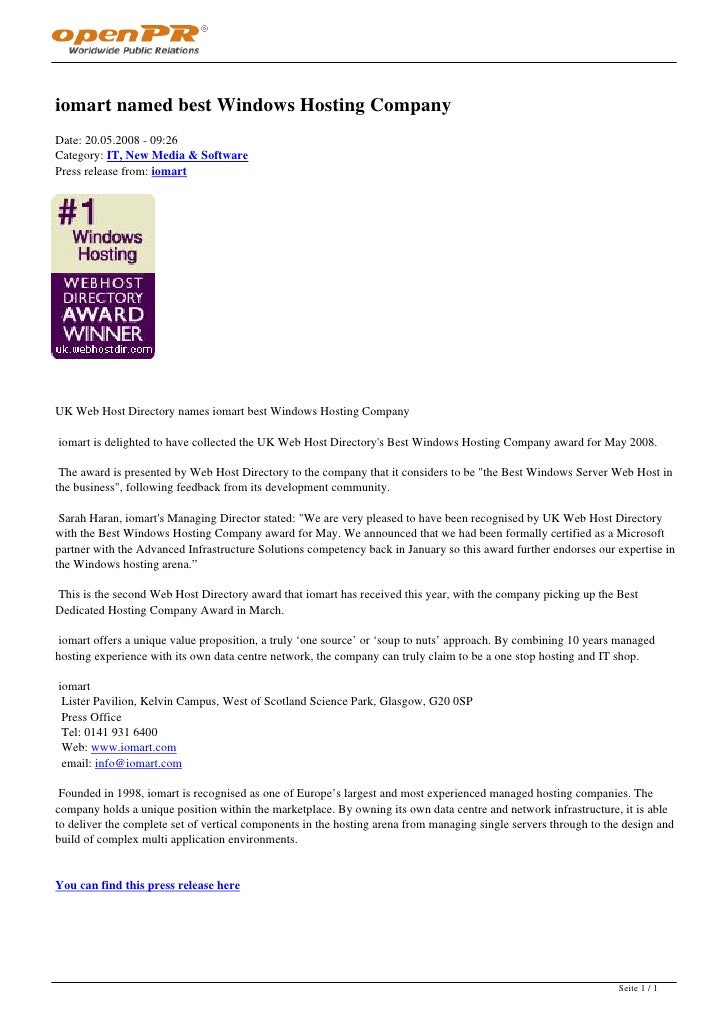 Iomart Named Best Windows Hosting Company Images, Photos, Reviews