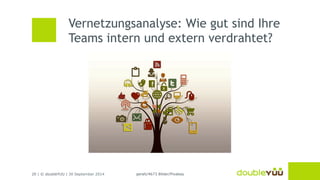 Vernetzungsanalyse: Wie gut sind Ihre 
Teams intern und extern verdrahtet? 
20 | © doubleYUU | 30 September 2014 geralt/4673 Bilder/Pixabay 
 