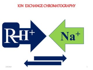 ION EXCHANGE CHROMATOGRAPHY
H+
H+ Na+
R
2/9/2022 1
 
