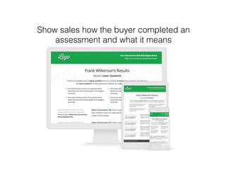 Show sales how the buyer completed an
assessment and what it means
 