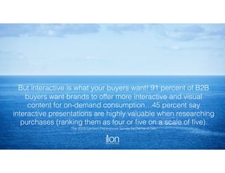 But interactive is what your buyers want! 91 percent of B2B
buyers want brands to offer more interactive and visual
conten...