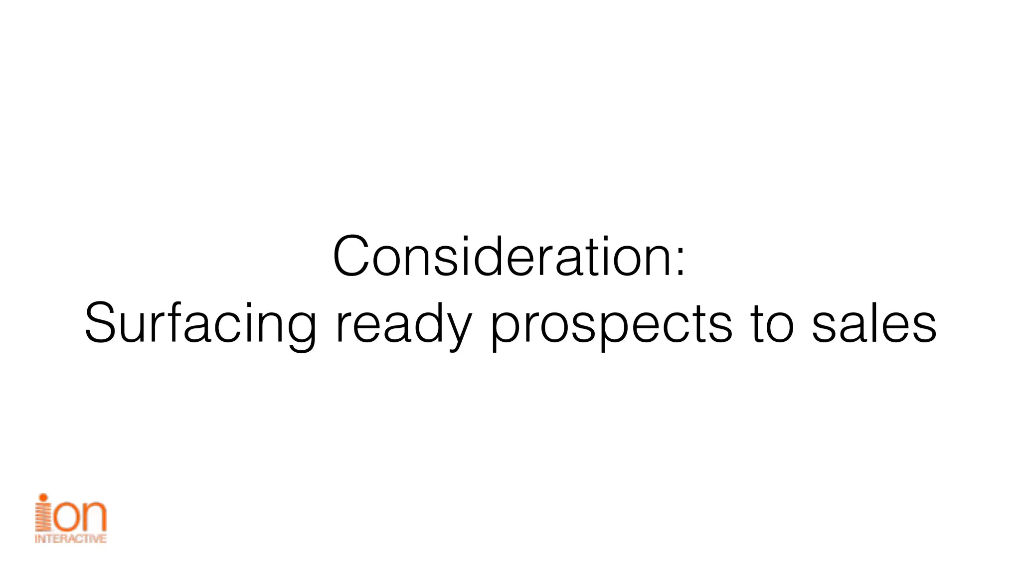 Consideration:
Surfacing ready prospects to sales
 