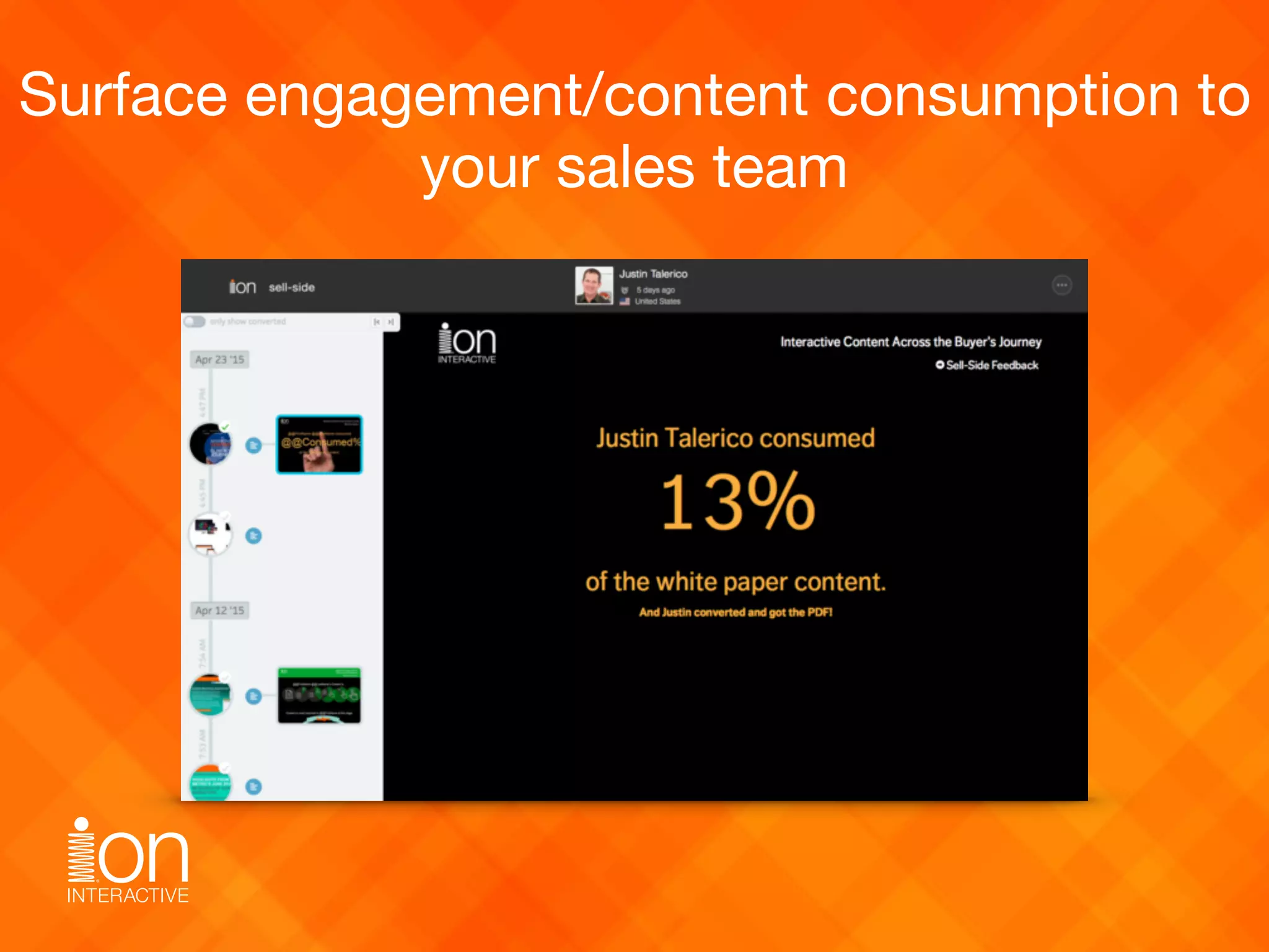 Surface engagement/content consumption to
your sales team
 