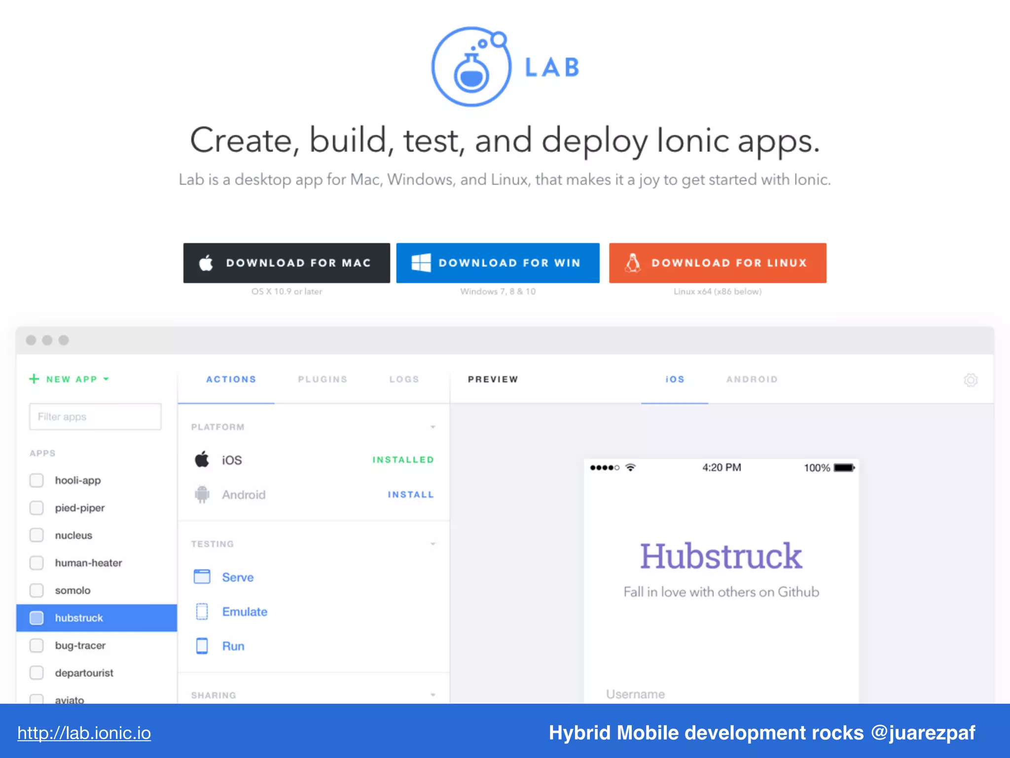 Hybrid Mobile development rocks @juarezpafhttp://blog.ionic.io/the-ionic-playground/
 