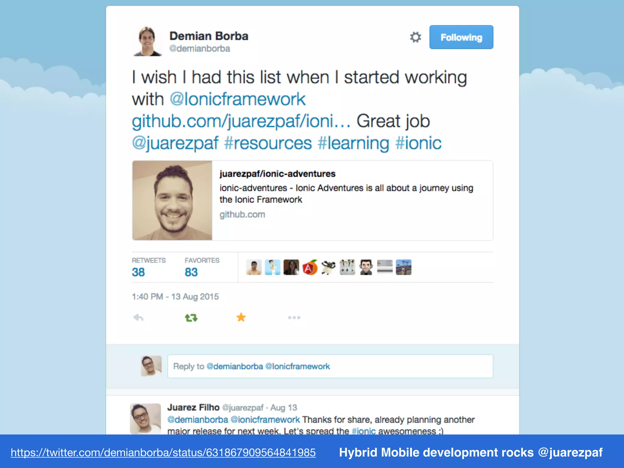 Hybrid Mobile development rocks @juarezpafhttps://twitter.com/demianborba/status/631867909564841985
 
