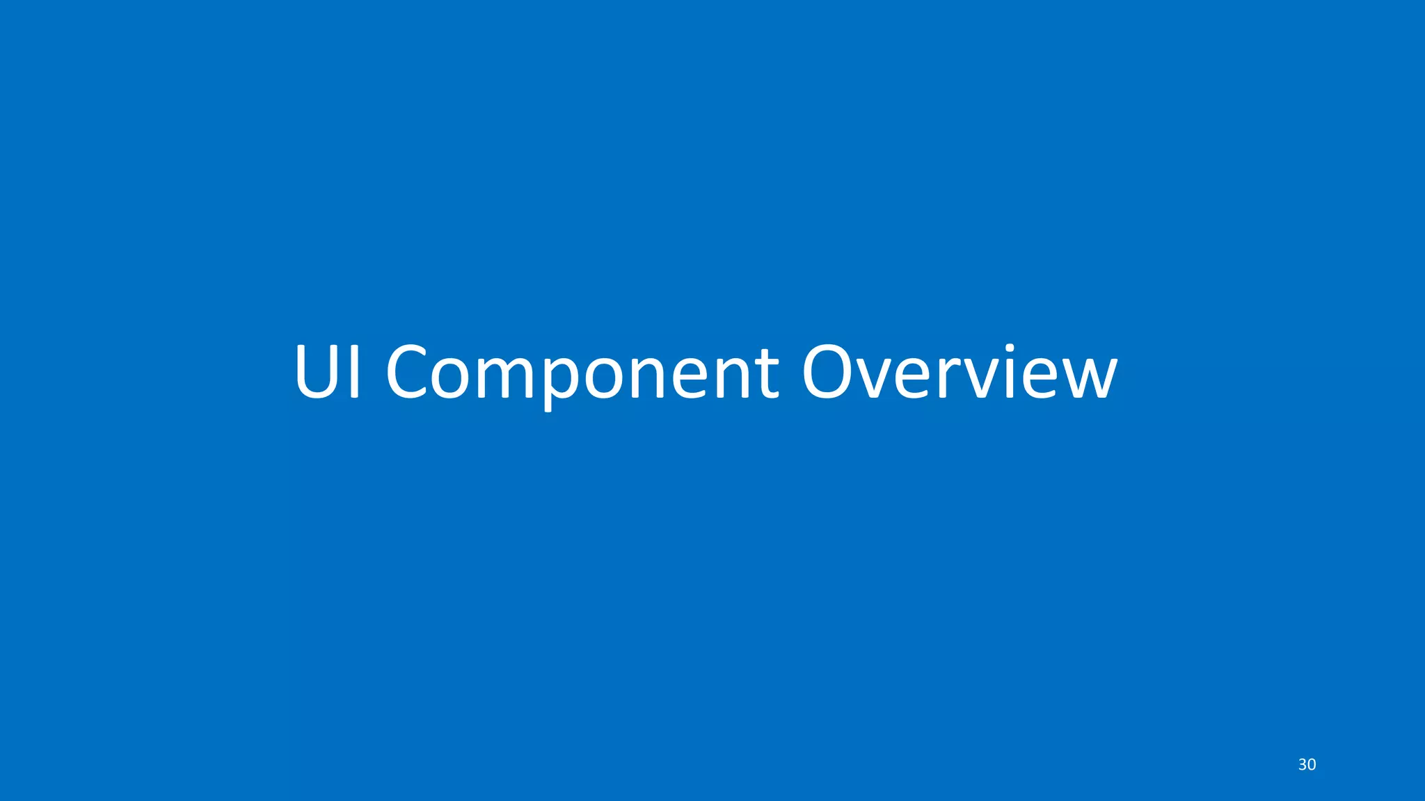 UI Component Overview
30
 