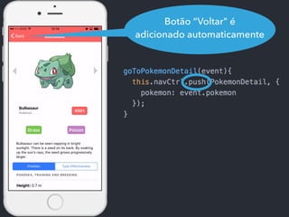 Botão “Voltar" é
adicionado automaticamente
 