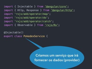 Criamos um serviço que irá
fornecer os dados (provider)
 