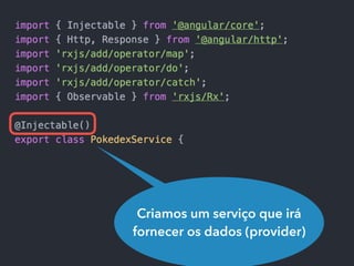 Criamos um serviço que irá
fornecer os dados (provider)
 
