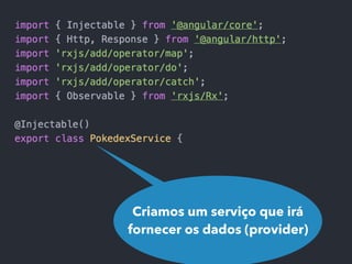 Criamos um serviço que irá
fornecer os dados (provider)
 
