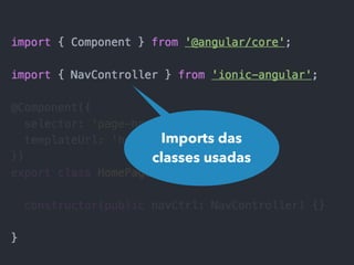Imports das
classes usadas
 