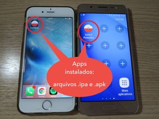 Apps
instalados:
arquivos .ipa e .apk
Apps
instalados:
arquivos .ipa e .apk
 