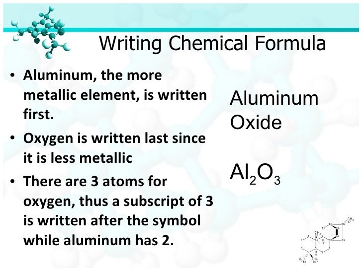 How to write aluminum oxide as a formula