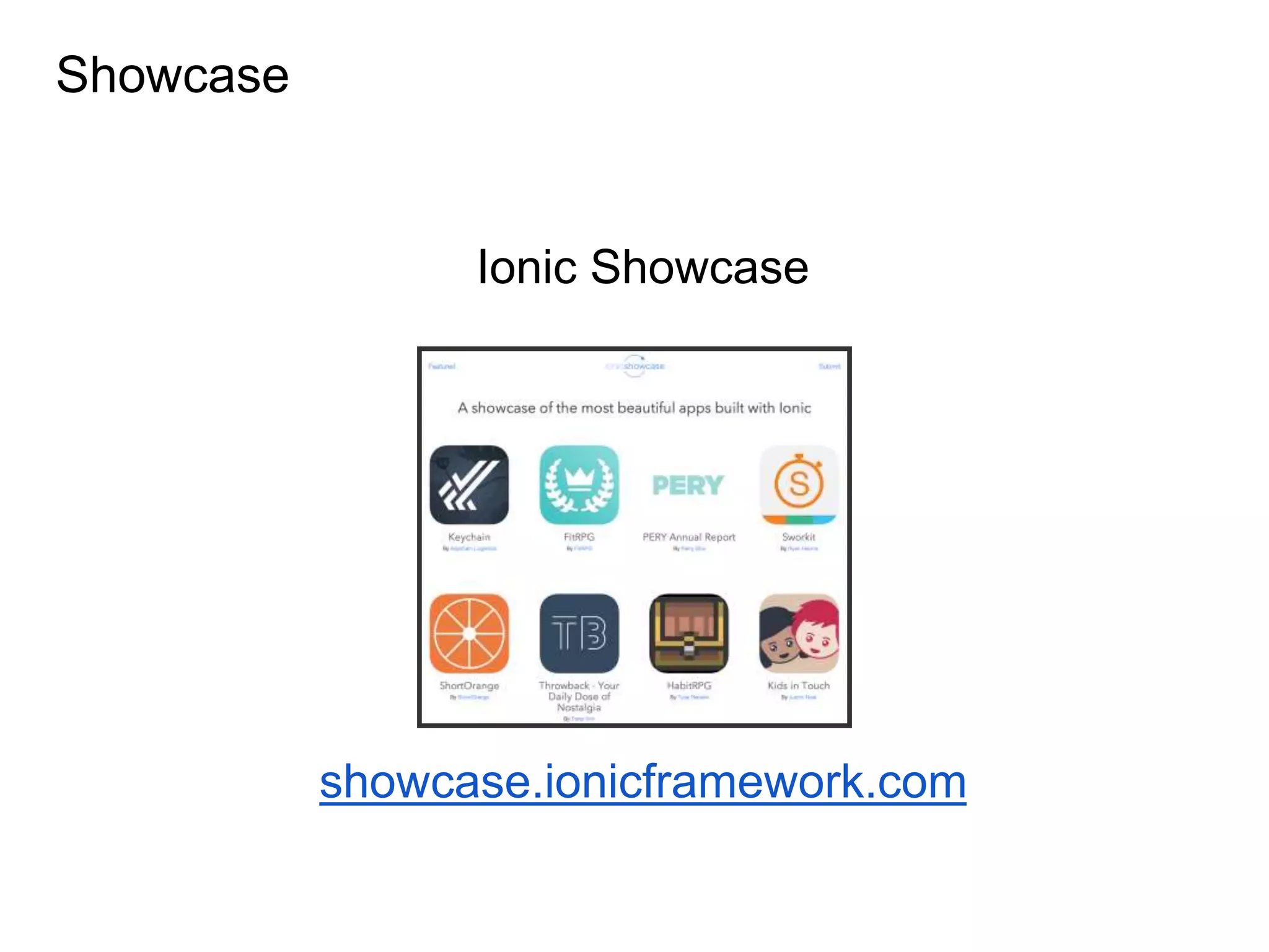 Showcase
Ionic Showcase
showcase.ionicframework.com
 