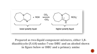 Prepared as two-liquid component mixtures, either 1,8-
diazabicyclo-[5.4.0]-undec-7-ene DBU and an alcohol shown
in figure below or DBU and a primary amine
 