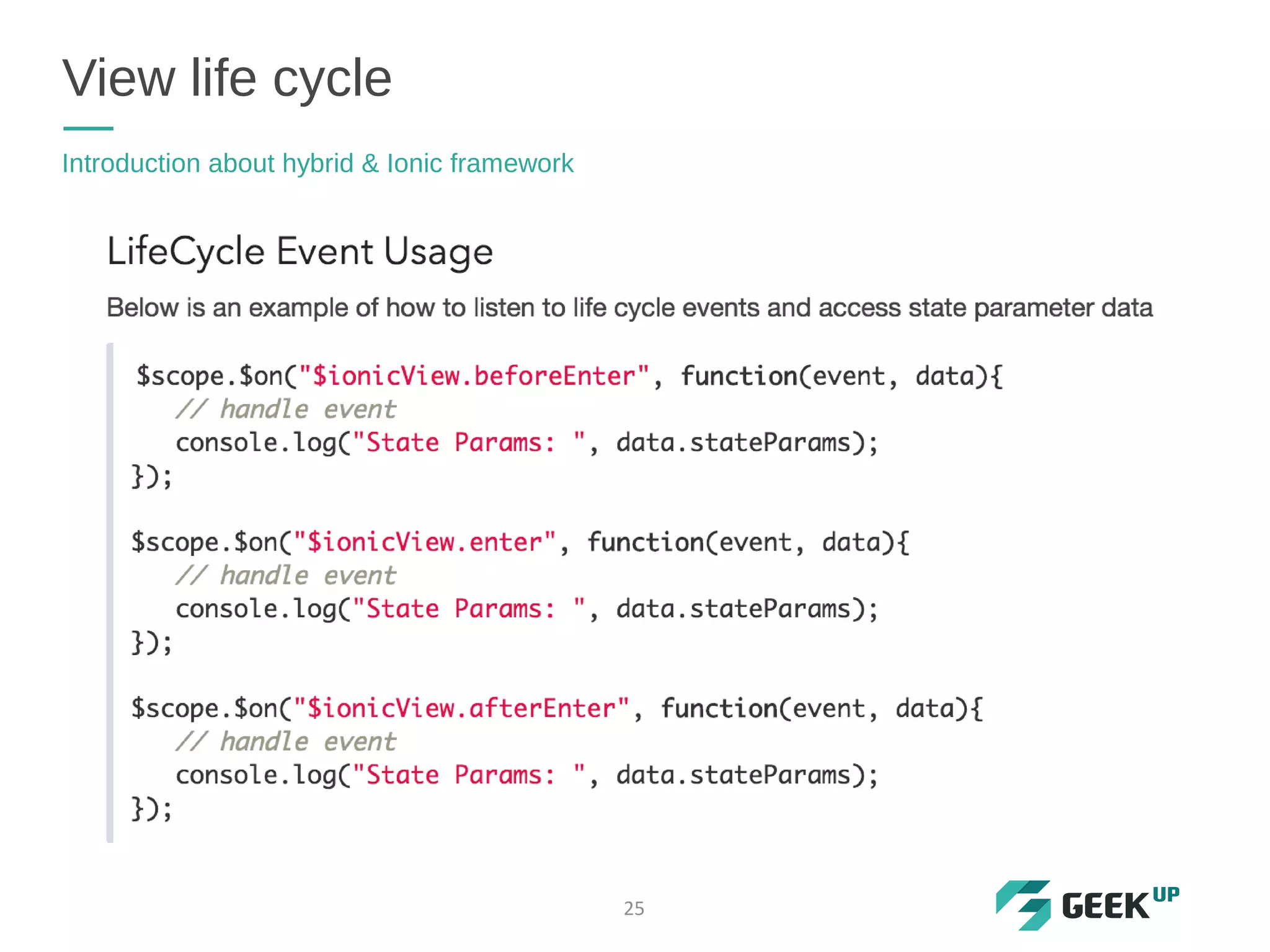 View life cycle
Introduction about hybrid & Ionic framework
25
 