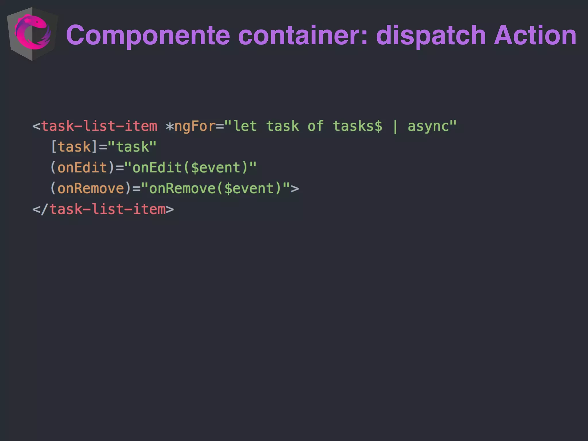 Componente container: dispatch Action 