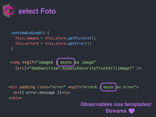 select Foto
Observables nos templates!
Streams
 