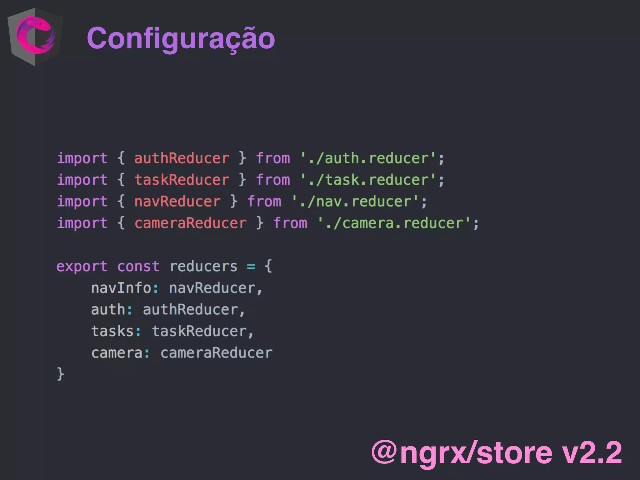 Conﬁguração
@ngrx/store v2.2
 