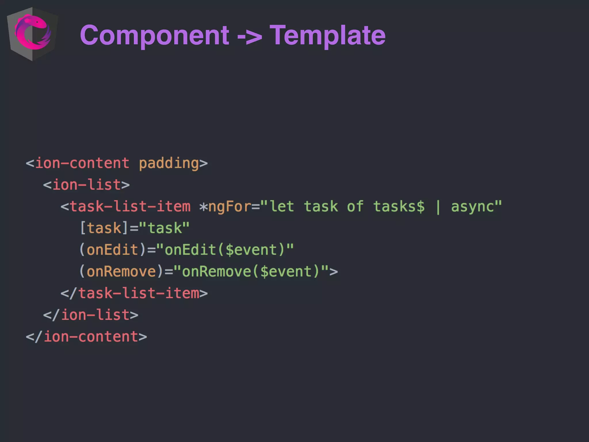 Component -> Template
 