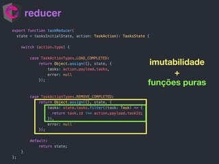 reducer
imutabilidade
+
funções puras
 