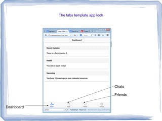 The tabs template app look
Dashboard
Chats
Friends
 