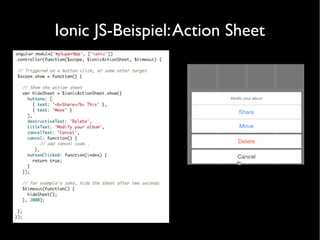 Ionic JS-Beispiel:Action Sheet
 