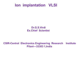 Ion Implantation Techniques in VLSI Technology | PDF