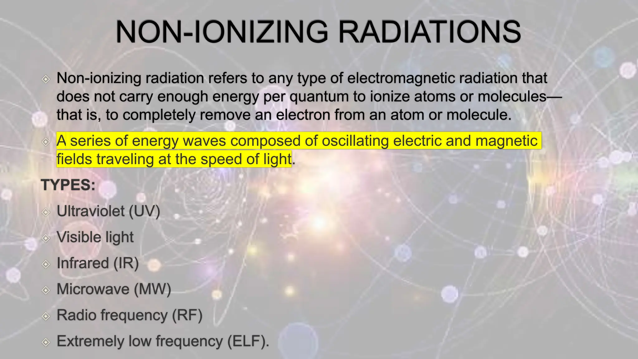 radiations, types of radiations, ionizing and non ionizing radiations.pptx