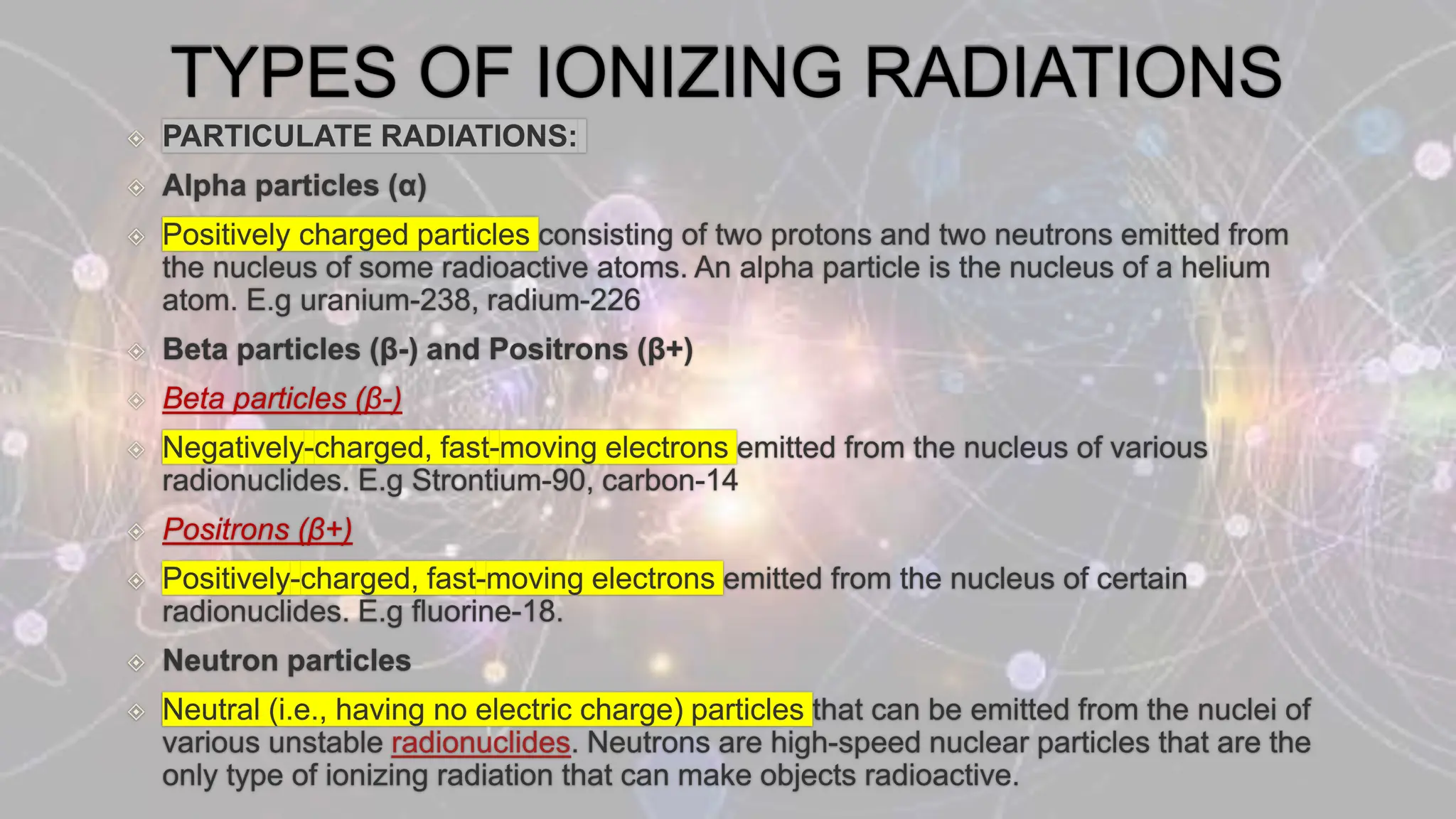 radiations, types of radiations, ionizing and non ionizing radiations.pptx