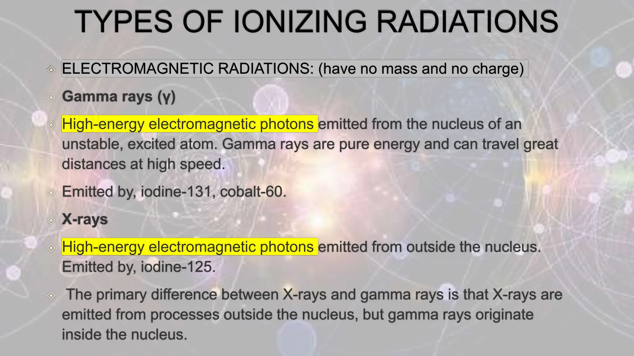 radiations, types of radiations, ionizing and non ionizing radiations.pptx