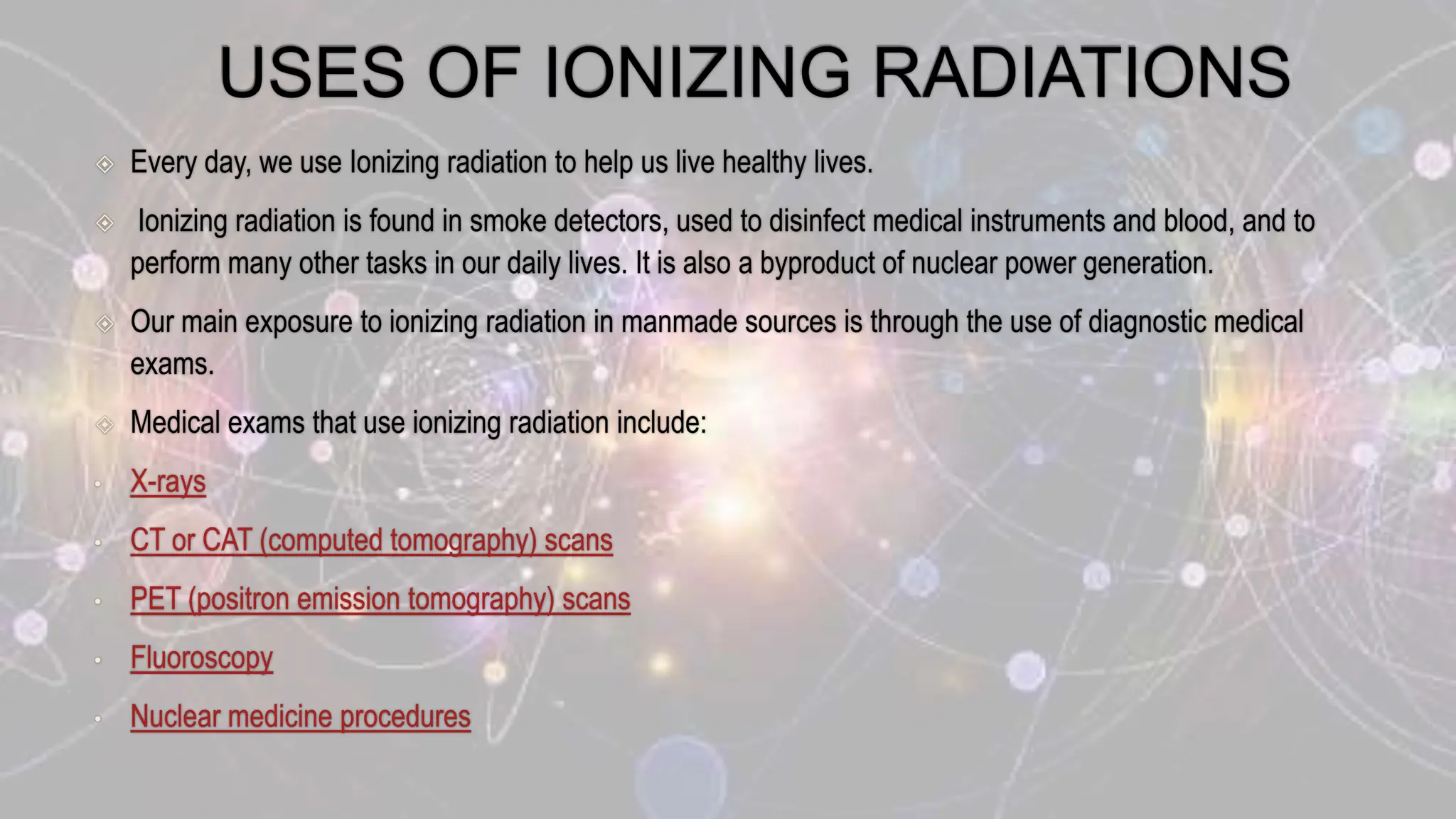 radiations, types of radiations, ionizing and non ionizing radiations.pptx